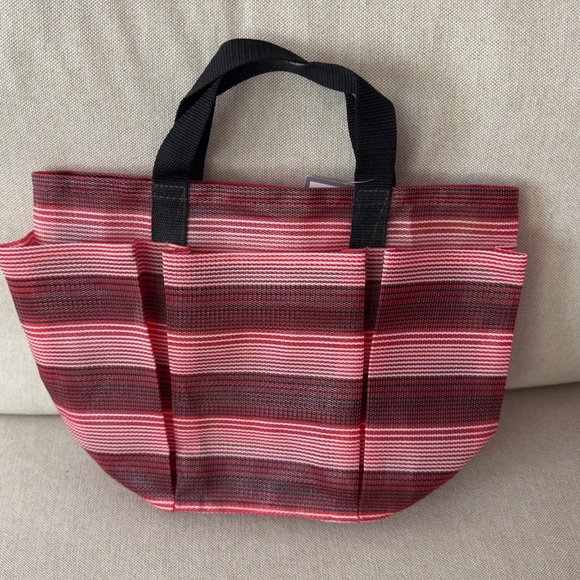 Vintage Garden Tote Collection Red Black White Stripe Pockets, mgBAGS - Picture 3 of 4
